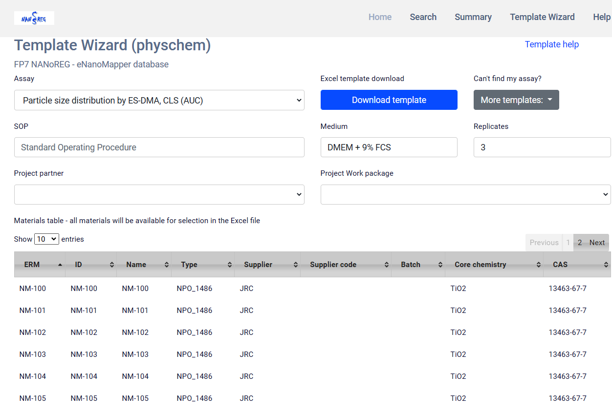 Particle size distribution by ES-DMA, CLS (AUC) template